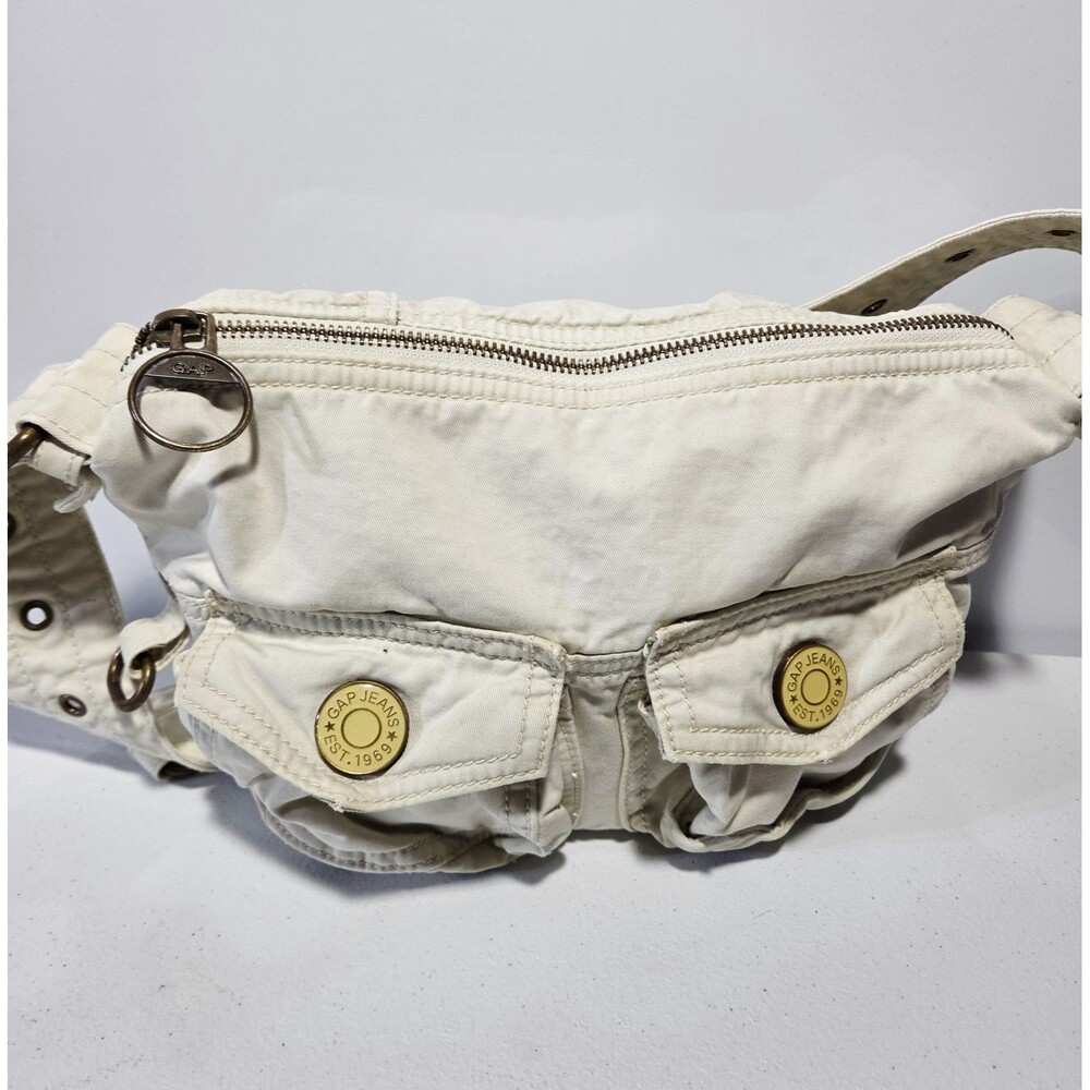 Vintage GAP  Beige Canvas Cargo Pocket Shoulder Bag Y2K - Picture 4 of 6